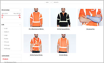 Defense Construction Sportswear, NopCommerce ecommerce platform, responsive theme.